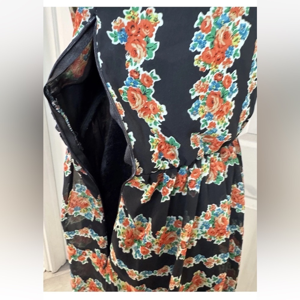 ASOS Maternity Dress Sz 6 Black Dark Floral Sheer Peasant Fairy Romantic UK 10 - Picture 5 of 6